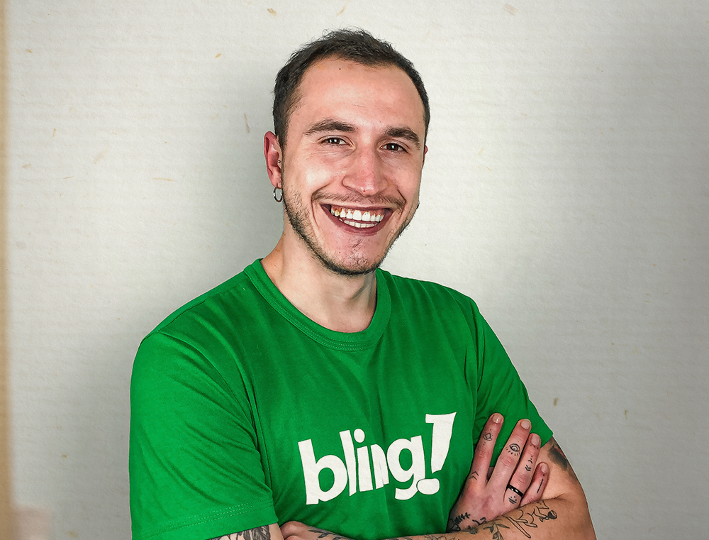 Foto da palestrante e representante do Bling, João Menin
